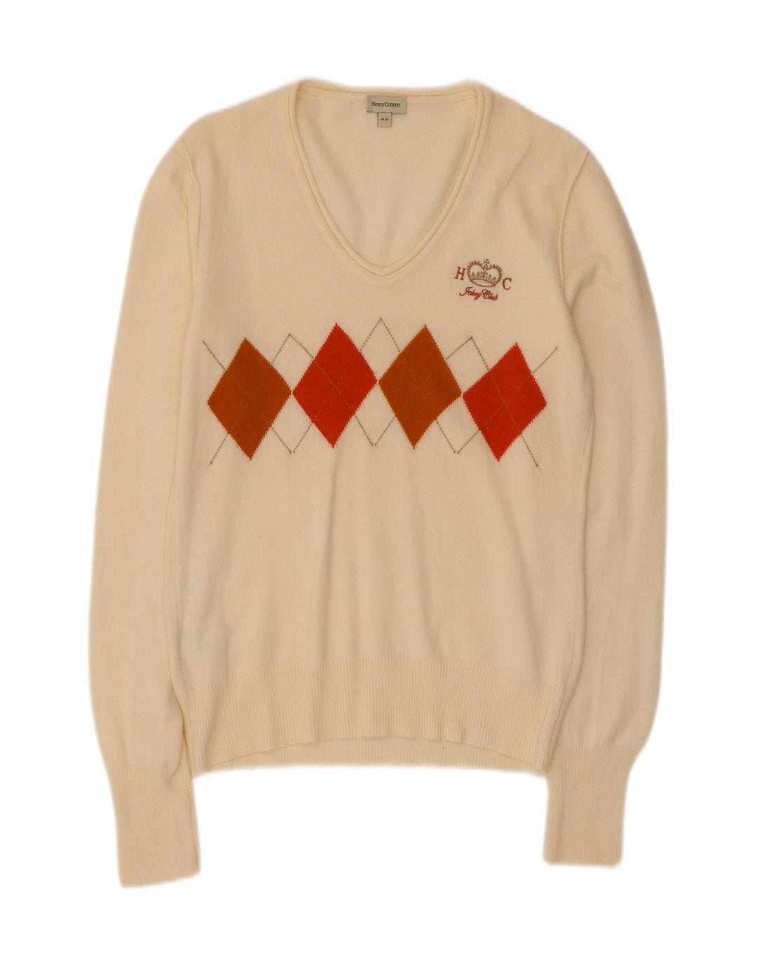 Henry Cottons Womens V-Neck Jumper Sweater IT 46 Large Off White