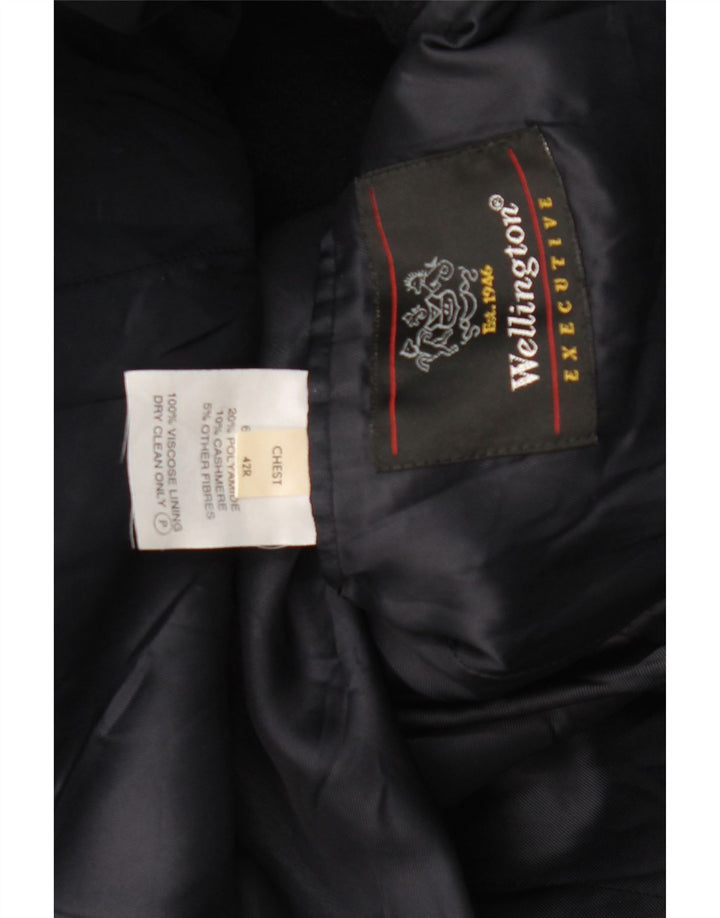 WELLINGTON Mens Overcoat UK 42 XL Navy Blue Wool