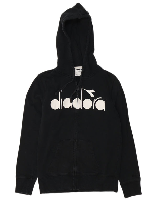 Diadora Mens Graphic Zip Hoodie Sweater Small Black Cotton