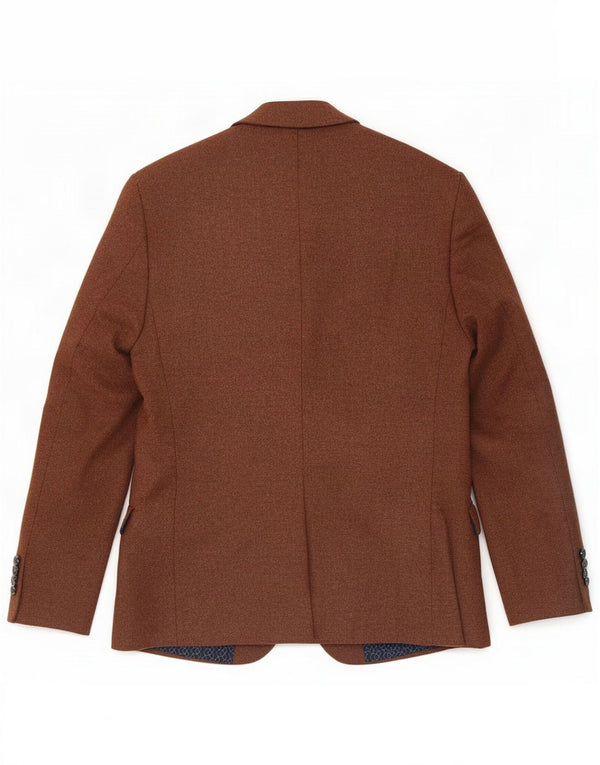 Red Herring Mens Short 2 Button Blazer Jacket UK 40 Large Brown Polyester
