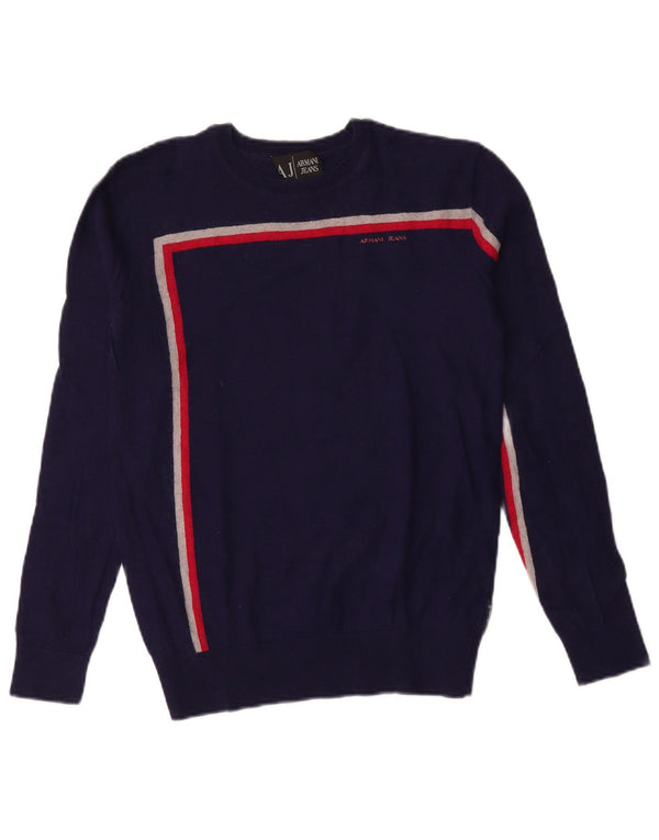 Armani Jeans Womens Crew Neck Jumper Sweater UK 14 Medium Navy Blue
