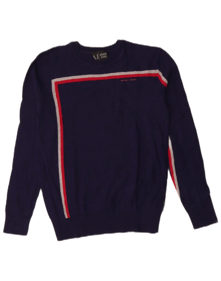 Armani Jeans Womens Crew Neck Jumper Sweater UK 14 Medium Navy Blue