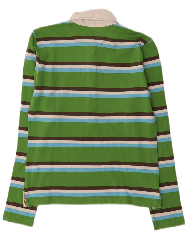 Murphy & Nye Womens Long Sleeve Rugby Polo Shirt UK 10 Small Green Striped