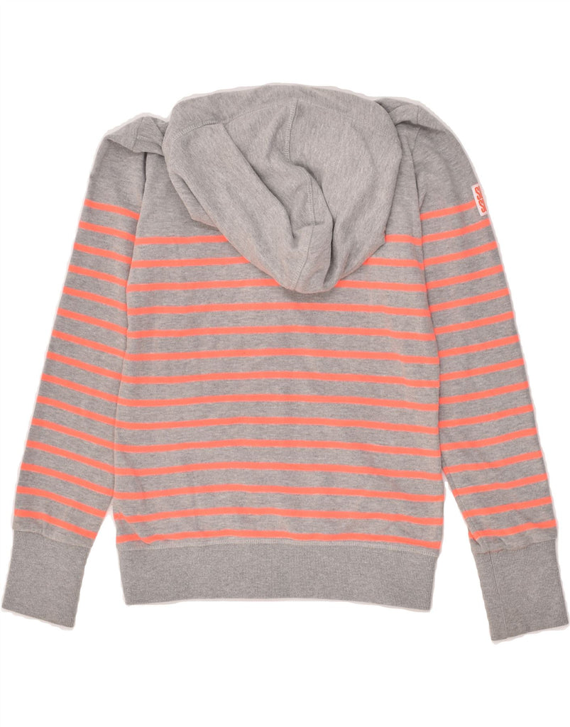 SUPERDRY Womens Zip Hoodie Sweater UK 10 Small Grey Striped Polyester | Vintage Superdry | Thrift | Second-Hand Superdry | Used Clothing | Messina Hembry 