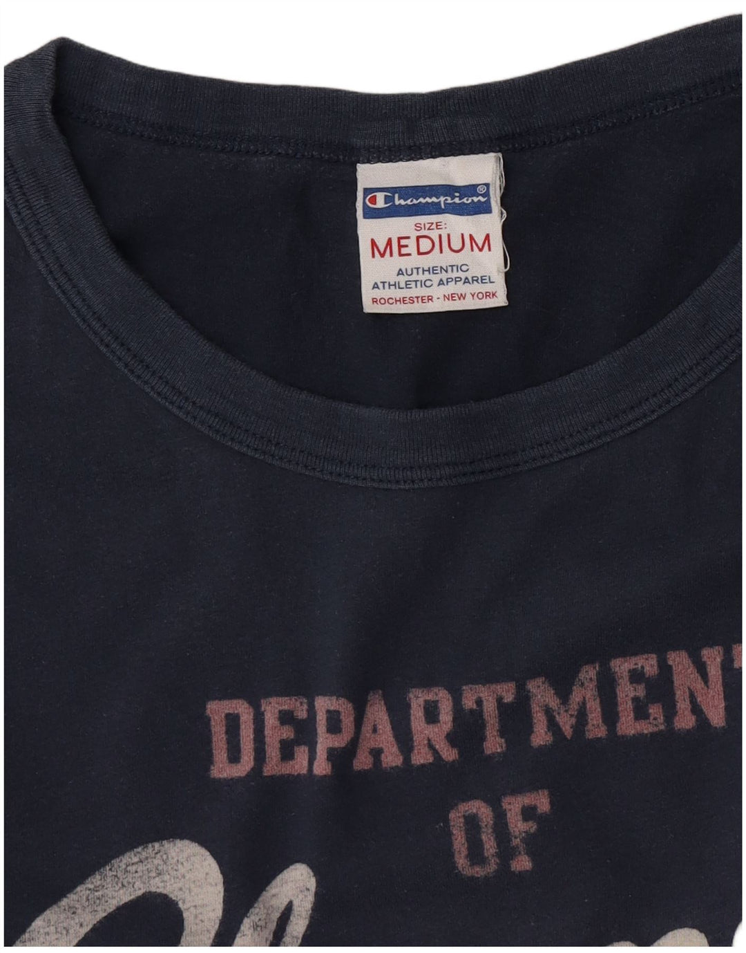 Champion Mens Rochester Graphic Top Long Sleeve Medium Navy Blue