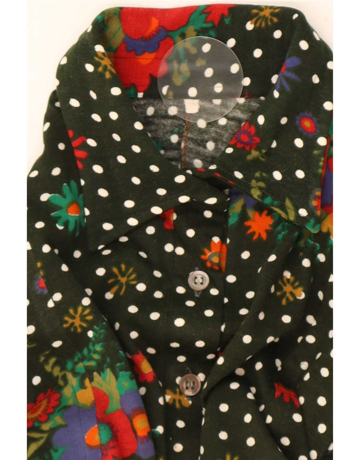 Vintage Womens Pullover Shirt IT 52 2XL Green Floral