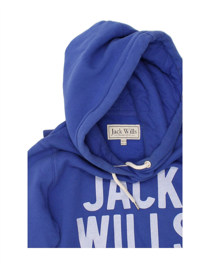 JACK WILLS Womens Graphic Hoodie Jumper UK 12 Medium  Blue Cotton | Vintage Jack Wills | Thrift | Second-Hand Jack Wills | Used Clothing | Messina Hembry 