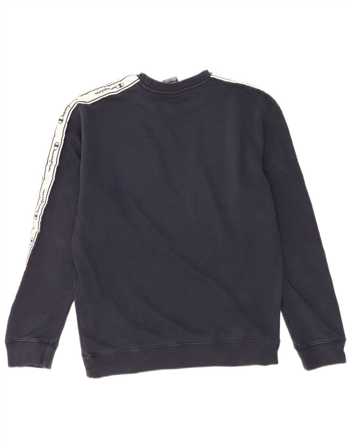 Champion Mens Graphic Sweatshirt Jumper Medium Navy Blue Colourblock Cotton