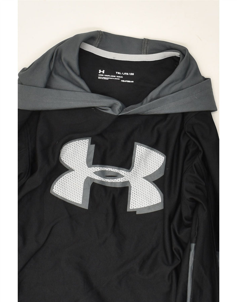 UNDER ARMOUR Boys Heat Gear Graphic Hoodie Jumper 13-14 Years XL Black | Vintage Under Armour | Thrift | Second-Hand Under Armour | Used Clothing | Messina Hembry 