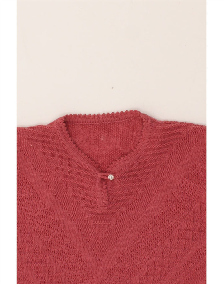VINTAGE Womens V-Neck Jumper Sweater UK 10 Small Red Polyacrylic Vintage Vintage and Second-Hand Vintage from Messina Hembry 