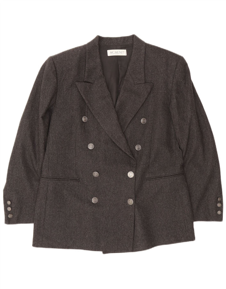 Momenti Womens Double Breasted Blazer Jacket UK 14 Medium Grey