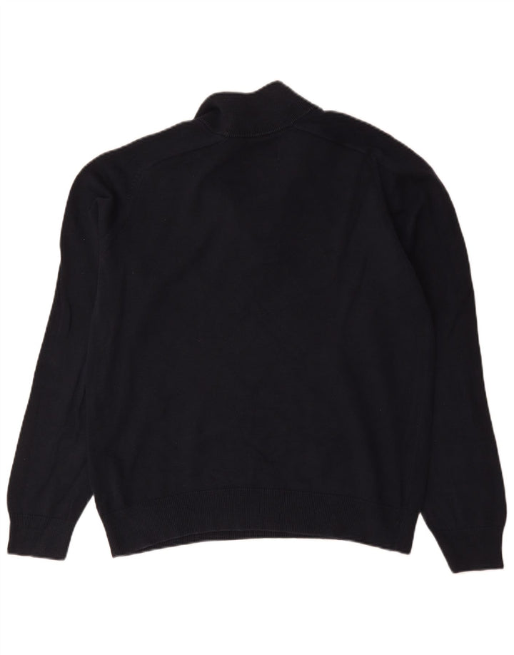 Farah Mens Modern Fit Zip Neck Jumper Sweater Medium Navy Blue Cotton