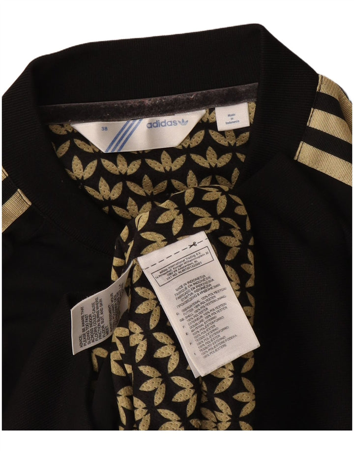 Adidas Womens Crop Graphic Tracksuit Top Jacket EU 38 Medium Black