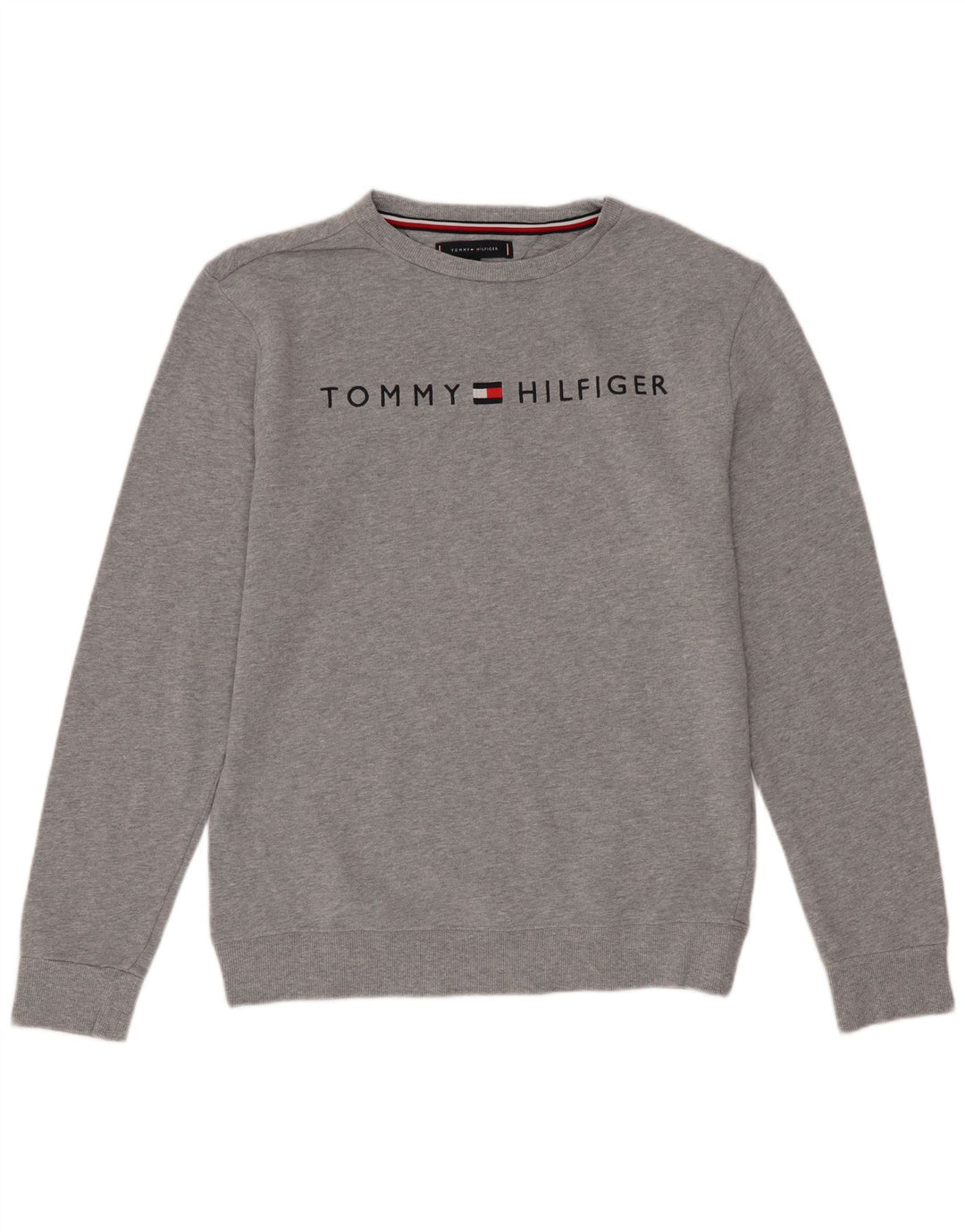 Tommy Hilfiger Mens Graphic Sweatshirt Jumper Small Grey Flecked Cotton