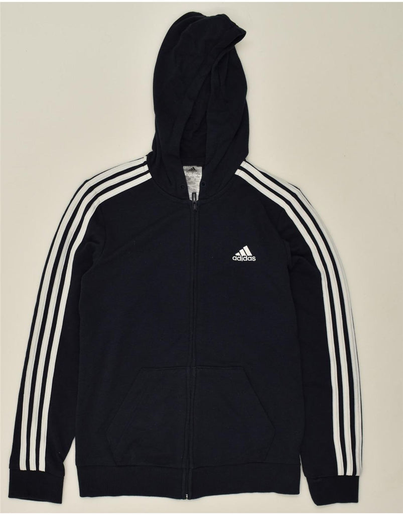 ADIDAS Womens Zip Hoodie Sweater UK 8-10 Small Navy Blue Cotton | Vintage Adidas | Thrift | Second-Hand Adidas | Used Clothing | Messina Hembry 