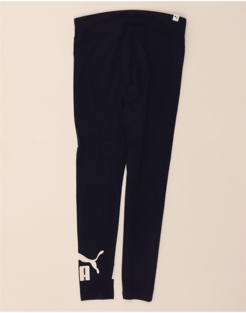 PUMA Womens Graphic Leggings UK 14 Medium Navy Blue Cotton Vintage Puma and Second-Hand Puma from Messina Hembry 