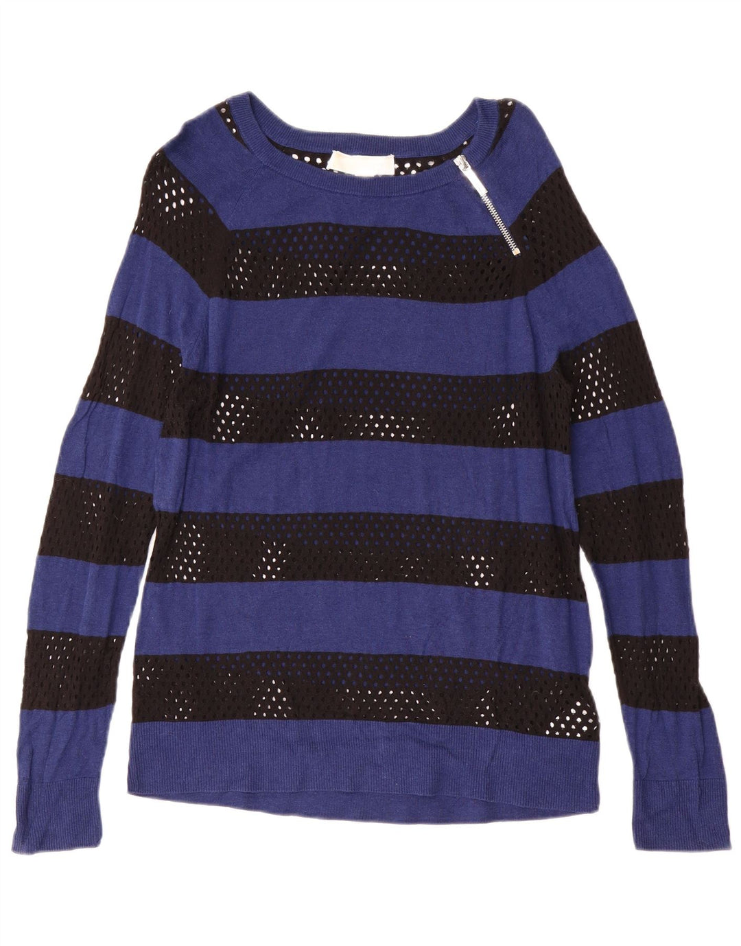 MICHAEL KORS Womens Boat Neck Jumper Sweater UK 12 Medium Blue Striped
