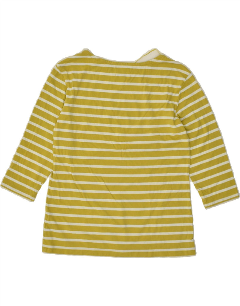 SEASALT Womens Top 3/4 Sleeve UK 12 Medium  Yellow Striped Cotton | Vintage Seasalt | Thrift | Second-Hand Seasalt | Used Clothing | Messina Hembry 