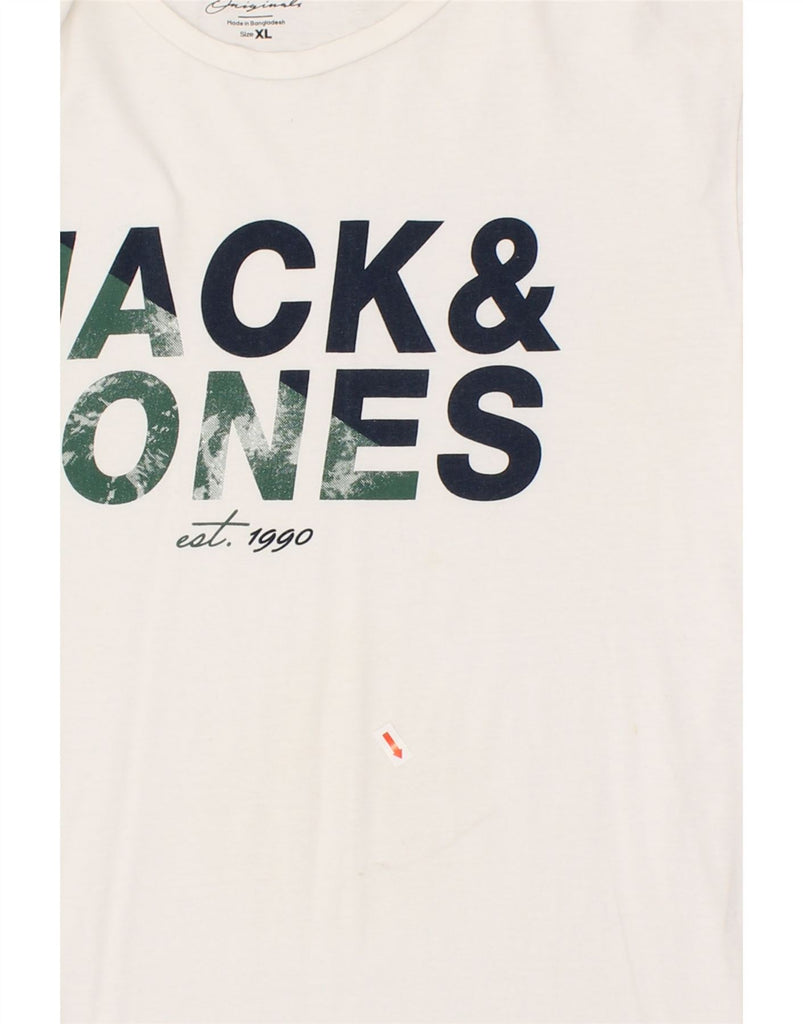 JACK & JONES Mens Graphic T-Shirt Top XL White Cotton | Vintage Jack & Jones | Thrift | Second-Hand Jack & Jones | Used Clothing | Messina Hembry 