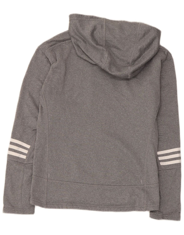 Adidas Womens Oversized Hoodie Jumper UK 4/6 XS Grey Polyester