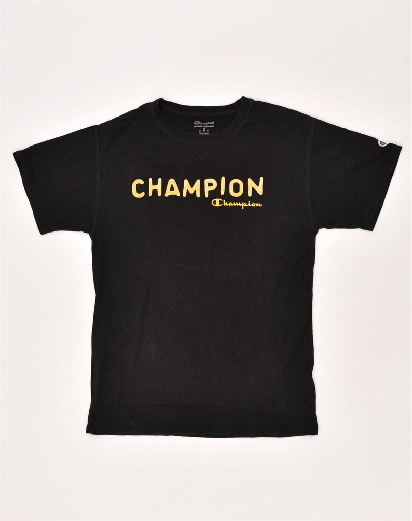 CHAMPION Mens Graphic T-Shirt Top Medium Black Cotton | Vintage Champion | Thrift | Second-Hand Champion | Used Clothing | Messina Hembry 