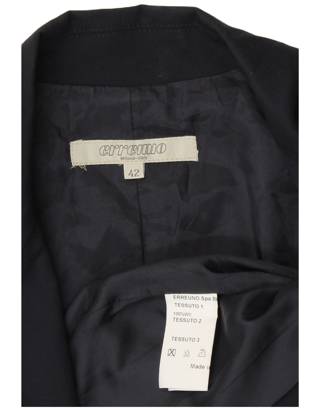 Vintage Womens Crop Blazer Jacket IT 42 Medium Navy Blue Wool