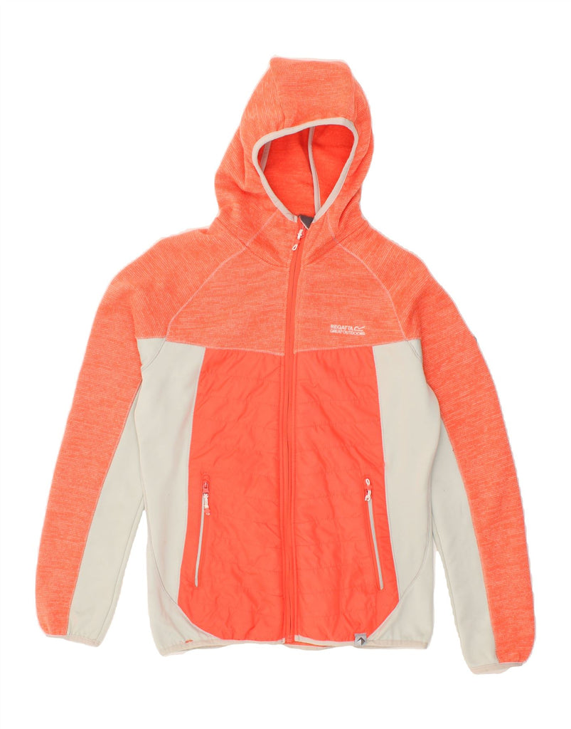 REGATTA Womens Hooded Tracksuit Top Jacket UK 10 Small  Orange Colourblock Vintage Regatta and Second-Hand Regatta from Messina Hembry 