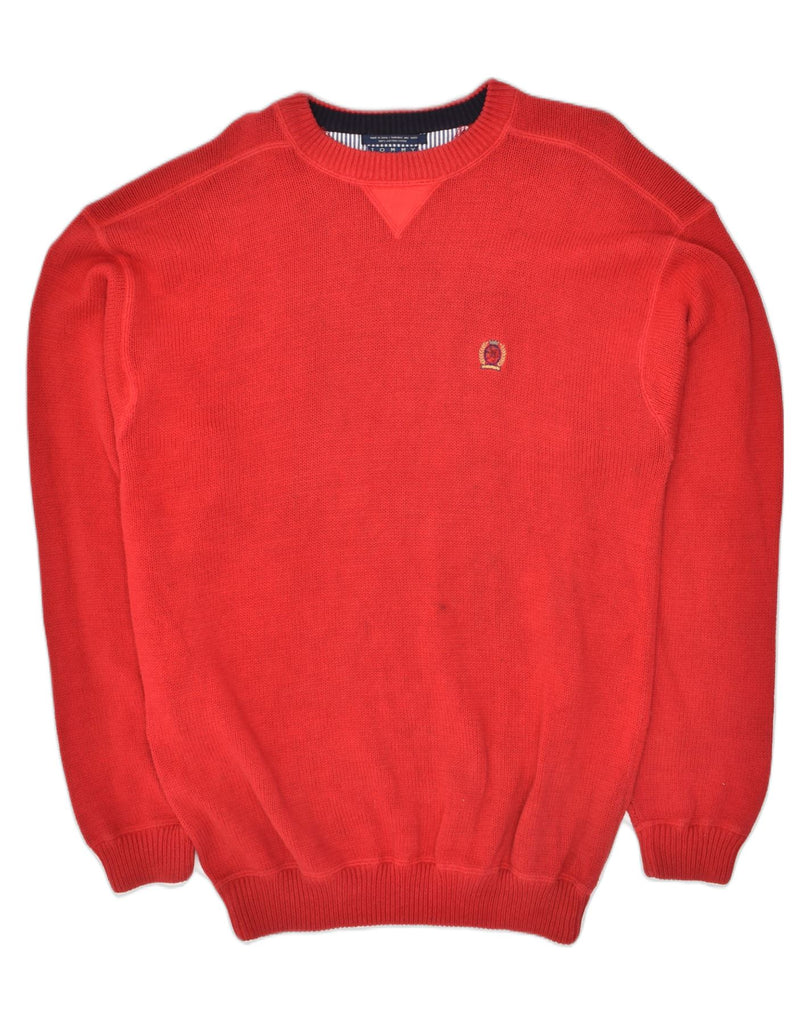 TOMMY HILFIGER Mens Crew Neck Jumper Sweater Large Red Cotton | Vintage Tommy Hilfiger | Thrift | Second-Hand Tommy Hilfiger | Used Clothing | Messina Hembry 