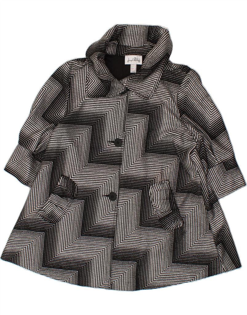 JOSEPH RIBKOFF Womens 3/4 Sleeve Overcoat UK 16 Large Black Chevron Vintage Joseph Ribkoff and Second-Hand Joseph Ribkoff from Messina Hembry 