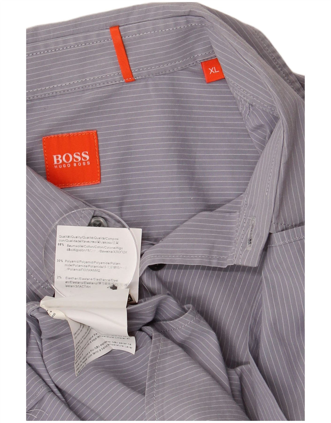 HUGO BOSS Mens Shirt XL Blue Pinstripe Cotton
