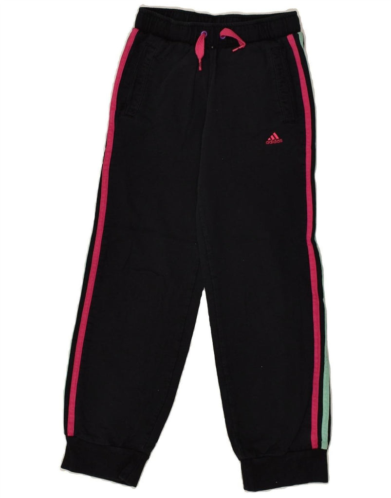 ADIDAS Girls Tracksuit Trousers Joggers 9-10 Years Black Cotton | Vintage Adidas | Thrift | Second-Hand Adidas | Used Clothing | Messina Hembry 