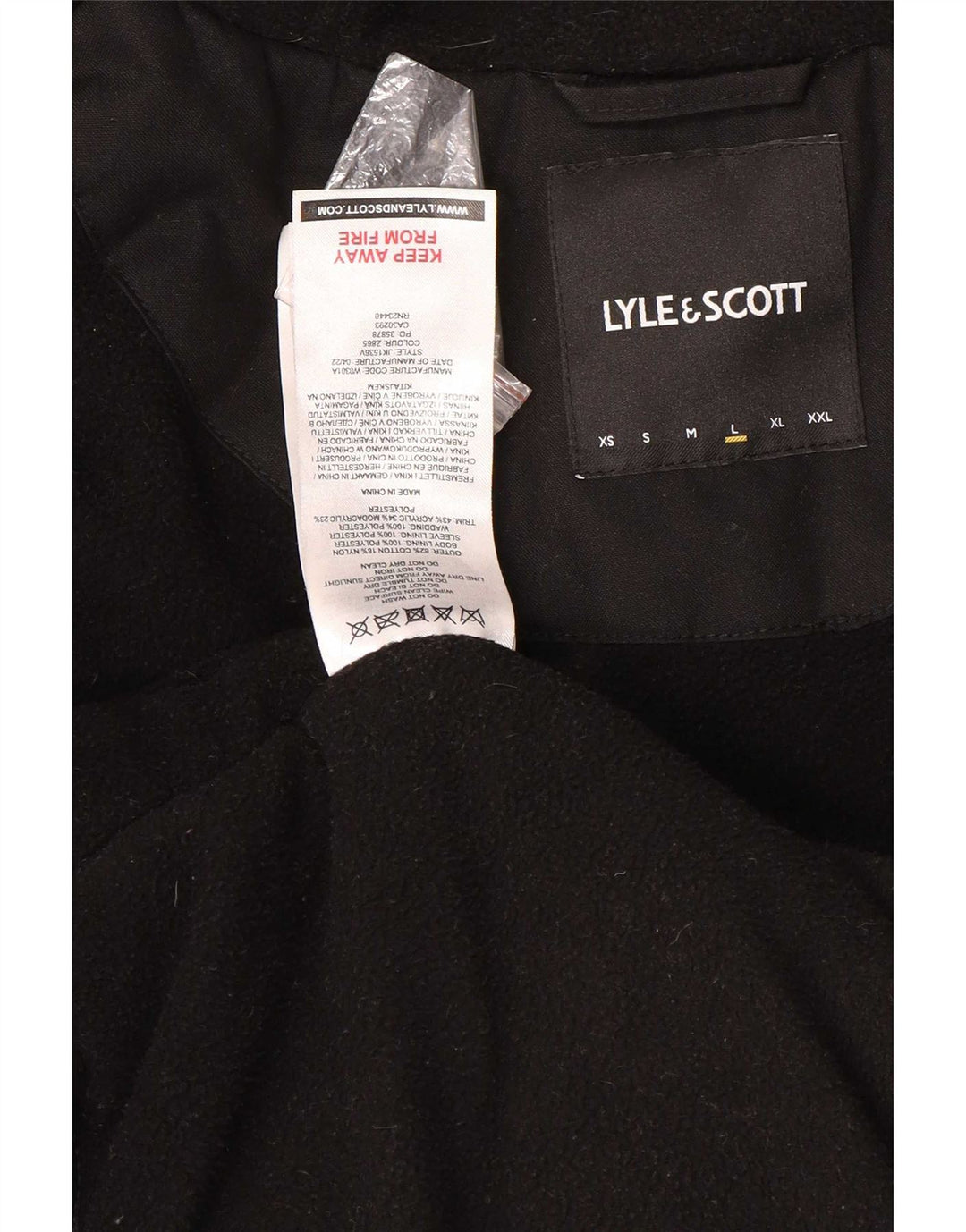 Lyle & Scott Mens Hooded Parka Jacket UK 40 Large Black Cotton