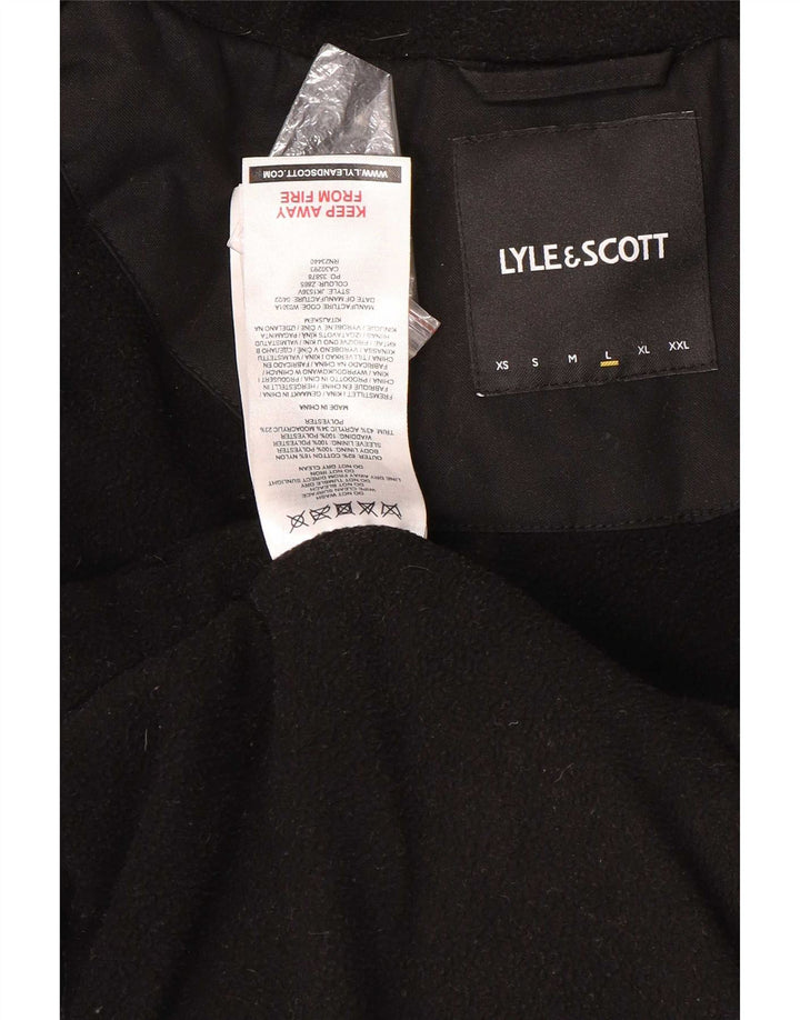 Lyle & Scott Mens Hooded Parka Jacket UK 40 Large Black Cotton