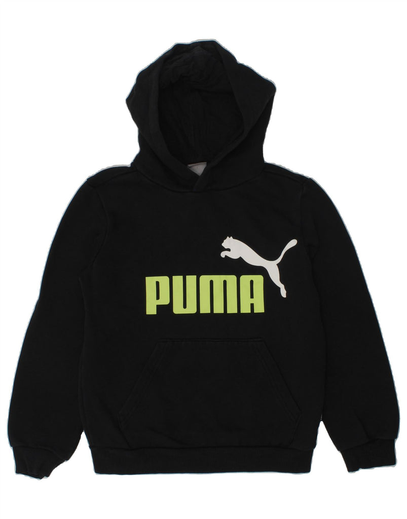 PUMA Boys Graphic Hoodie Jumper 9-10 Years Black | Vintage Puma | Thrift | Second-Hand Puma | Used Clothing | Messina Hembry 