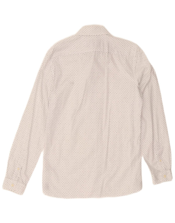 Lacoste Mens Slim Fit Shirt Size 39 Medium White Spotted Cotton