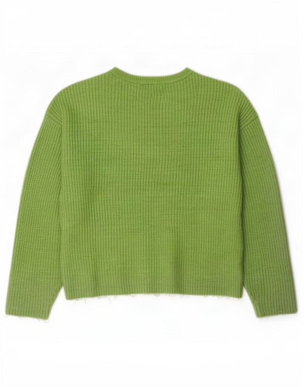 Marks & Spencer Womens Crew Neck Jumper Sweater UK 16 Large Green Polyester