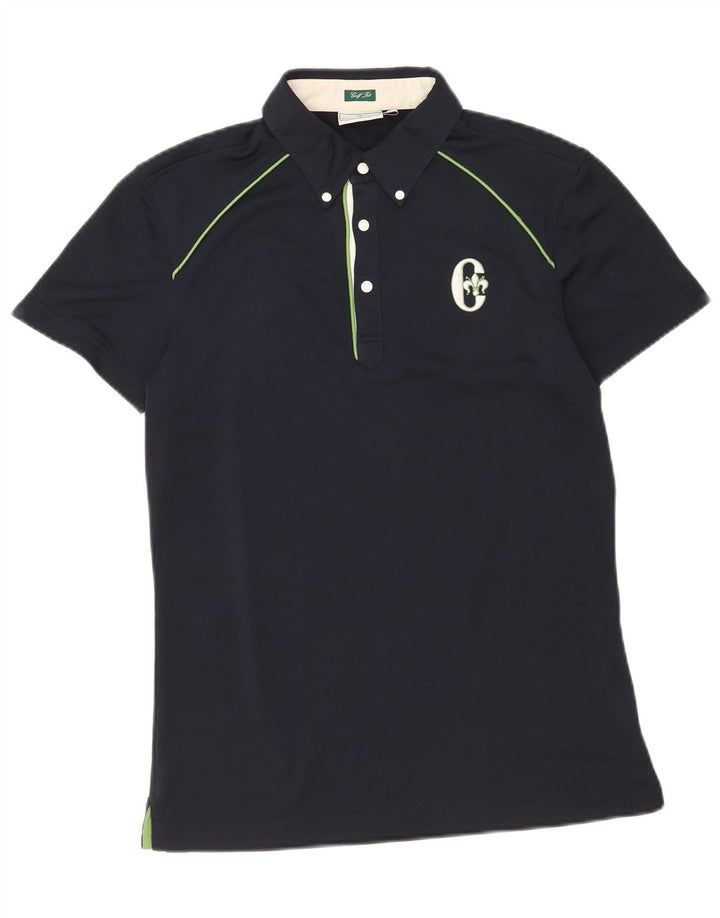 Conte of Florence Mens Polo Shirt Small Navy Blue Polyester