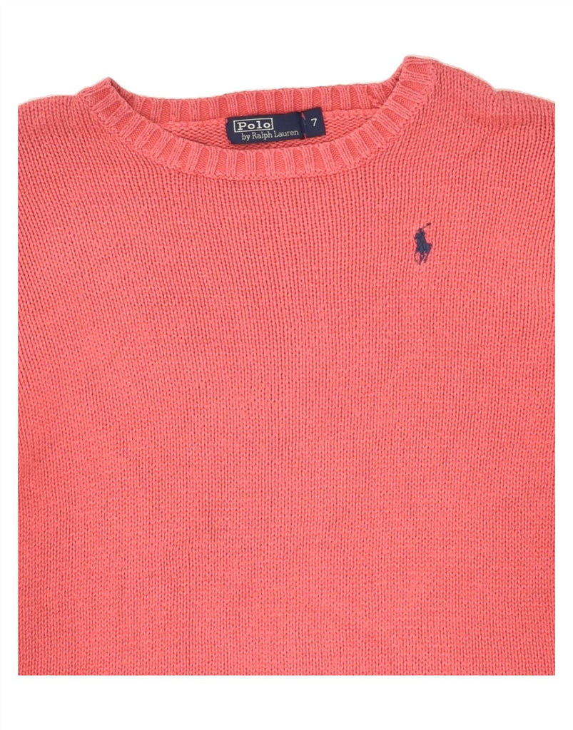 POLO RALPH LAUREN Girls Boat Neck Jumper Sweater 6-7 Years Pink Cotton | Vintage Polo Ralph Lauren | Thrift | Second-Hand Polo Ralph Lauren | Used Clothing | Messina Hembry 