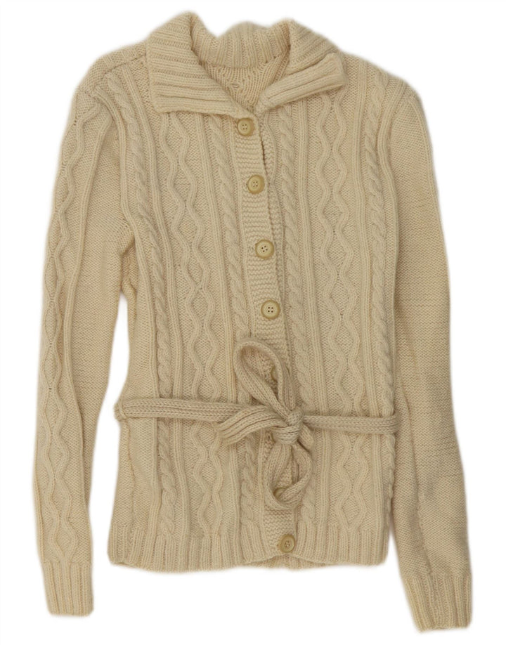 Vintage Womens Cardigan Sweater UK 14 Medium Beige