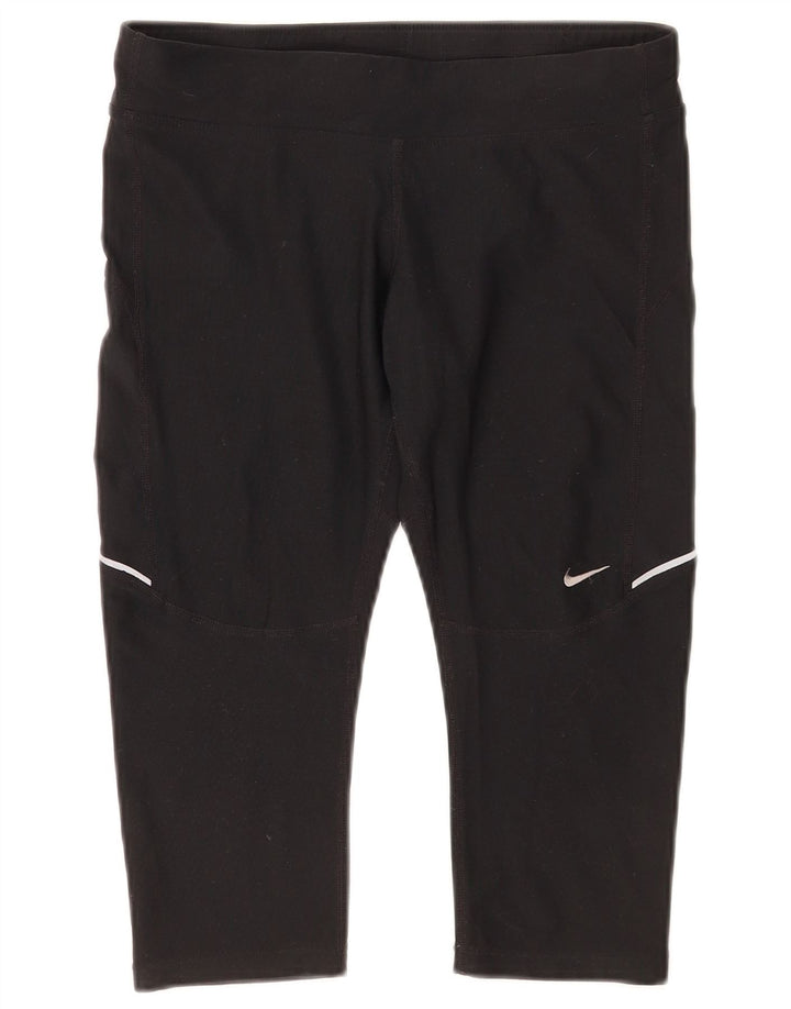 Nike Womens Dri Fit Capri Leggings UK 12 Medium Black Polyester