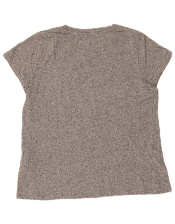 LEVI'S Womens Graphic T-Shirt Top UK 14 Large Grey Flecked Cotton