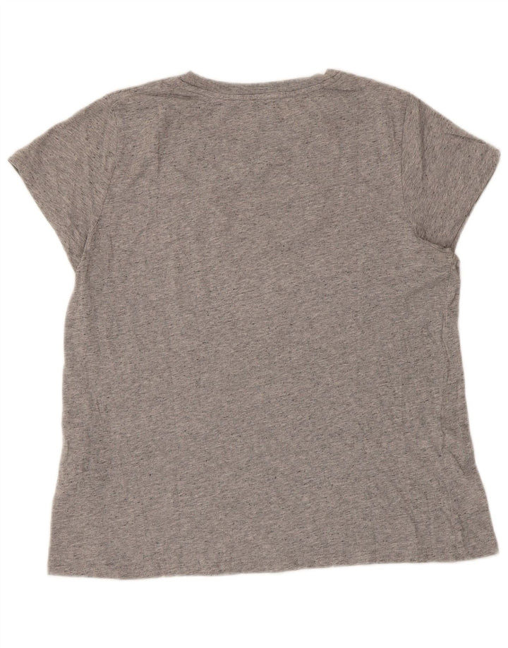 LEVI'S Womens Graphic T-Shirt Top UK 14 Large Grey Flecked Cotton
