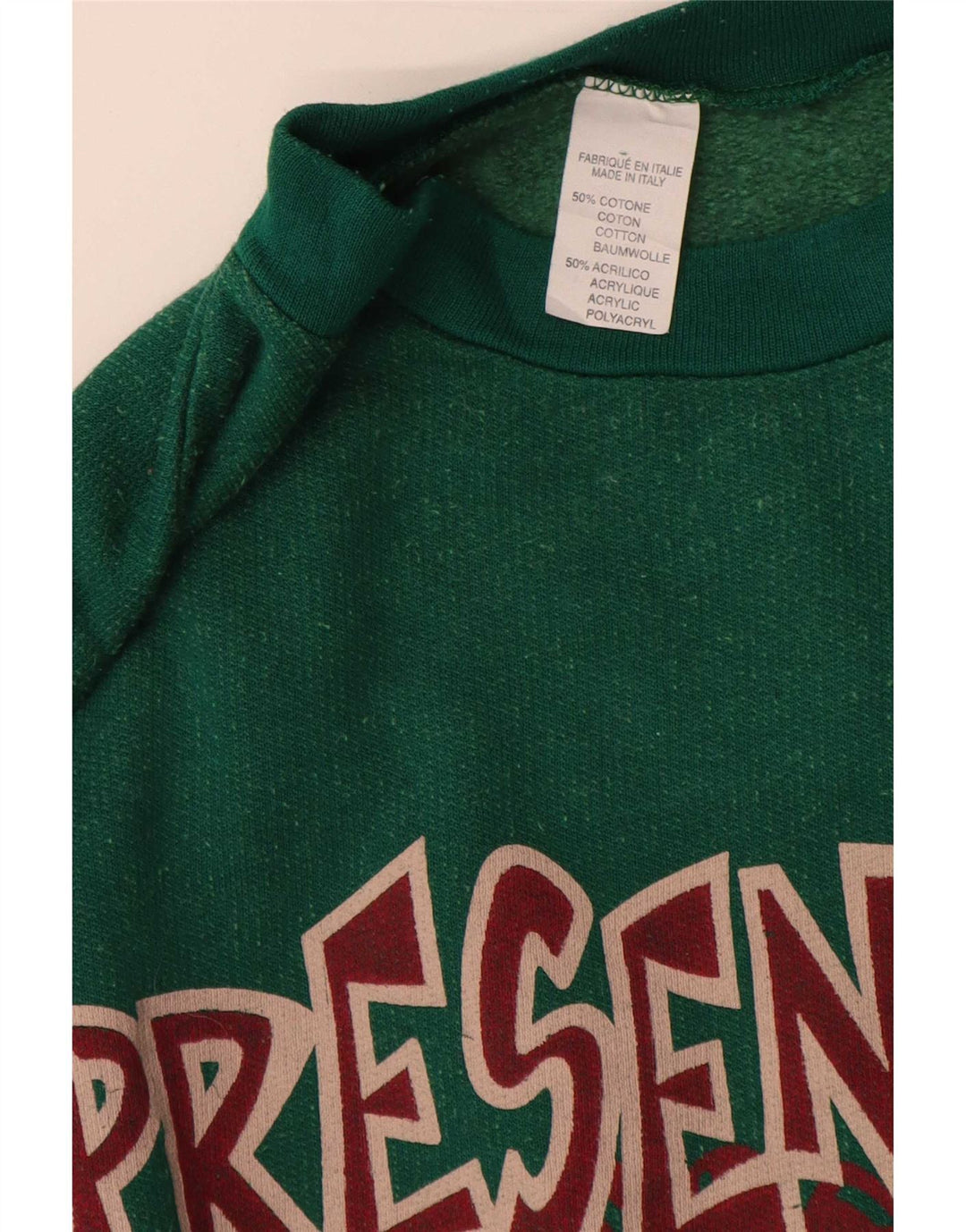 Vintage Mens Graphic Sweatshirt Jumper XL Green Cotton