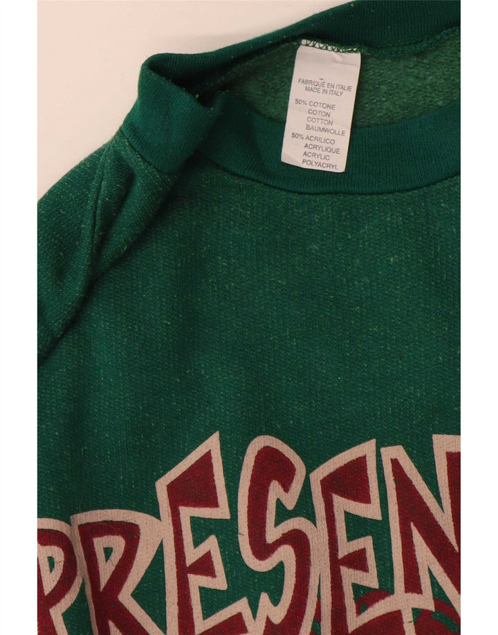 Vintage Mens Graphic Sweatshirt Jumper XL Green Cotton