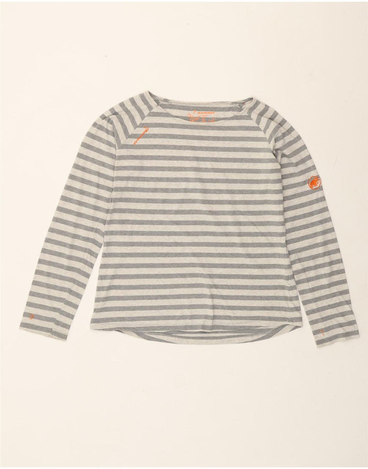 Mammut Womens Top Long Sleeve UK 14 Large Grey Striped