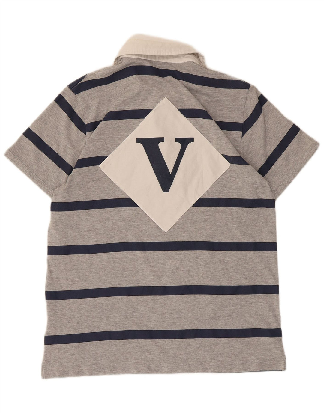 Adidas Mens Graphic Rugby Polo Shirt Medium Grey Striped Polyester