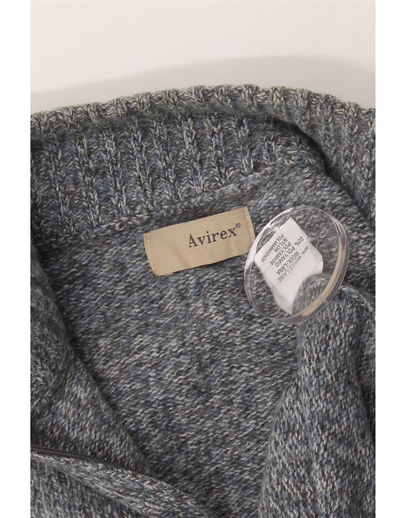 AVIREX Mens Zip Neck Jumper Sweater Medium Grey Flecked Wool Vintage Avirex and Second-Hand Avirex from Messina Hembry 
