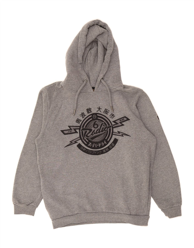 SUPERDRY Mens Graphic Hoodie Jumper XS Grey Cotton Vintage Superdry and Second-Hand Superdry from Messina Hembry 