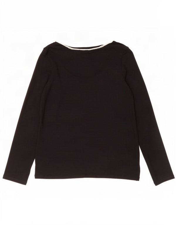 Zara Womens Top Long Sleeve UK 14 Large Black Viscose