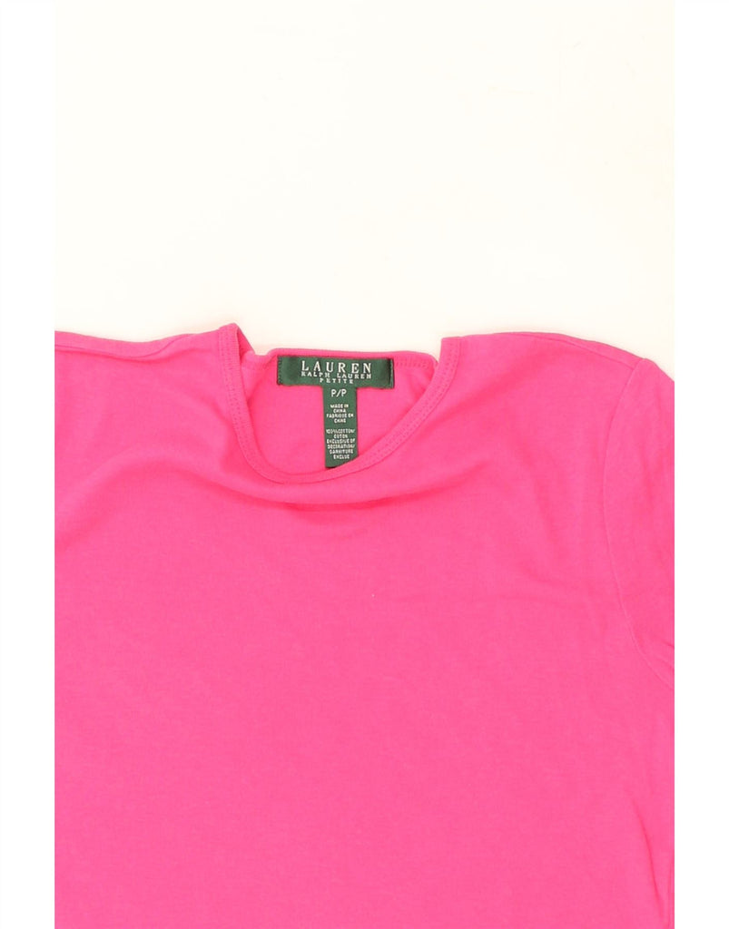 RALPH LAUREN Womens Petite T-Shirt Top UK 12 Medium Pink Cotton | Vintage Ralph Lauren | Thrift | Second-Hand Ralph Lauren | Used Clothing | Messina Hembry 